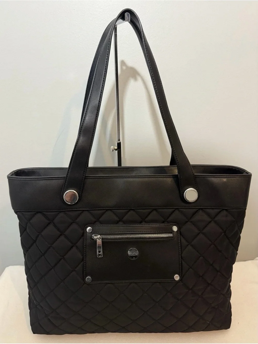 Kimono London Black Quilted Tote Purse Laptop Bag